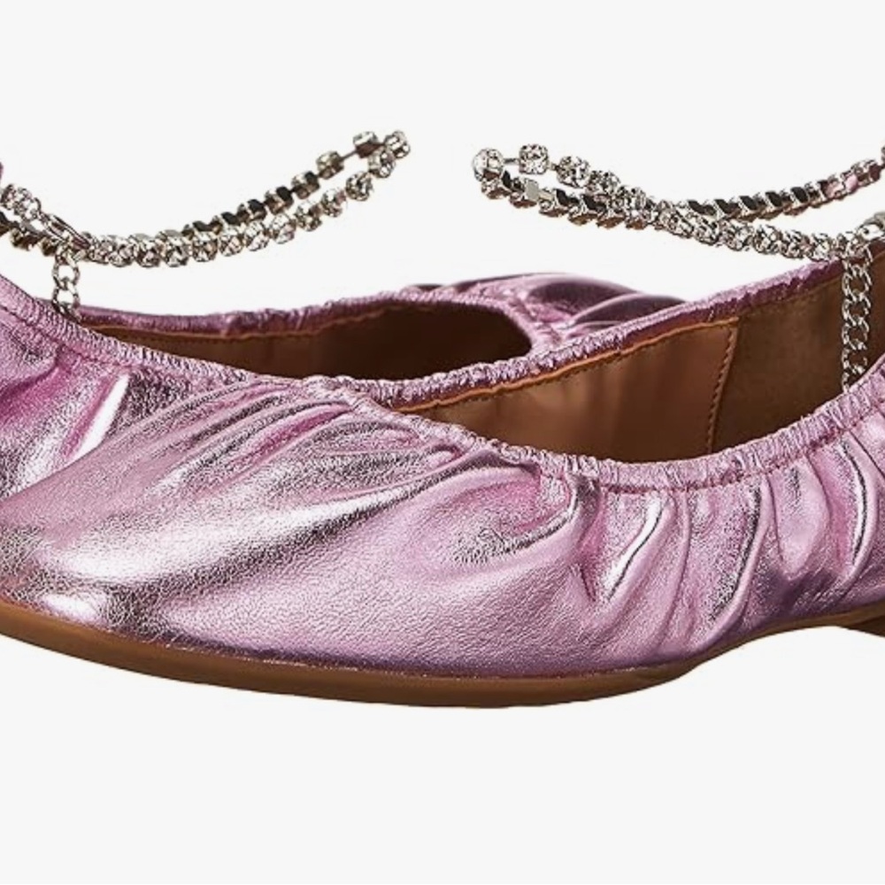 NWOB Aerosoles “Rachie” Ankle Strap Ballet Flats in Metallic Pink, Size 8